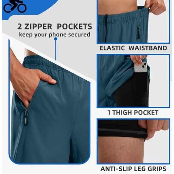 NEW Bikewa 2 in 1 Padded Cycling Shorts Blue Size 3XL Mountain Bike NWT - Picture 4 of 7